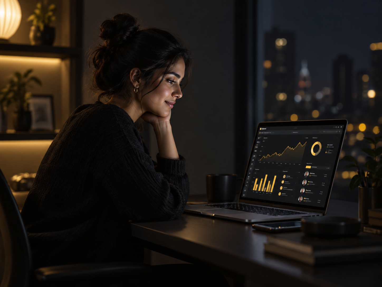 Creator working on analytics dashboard